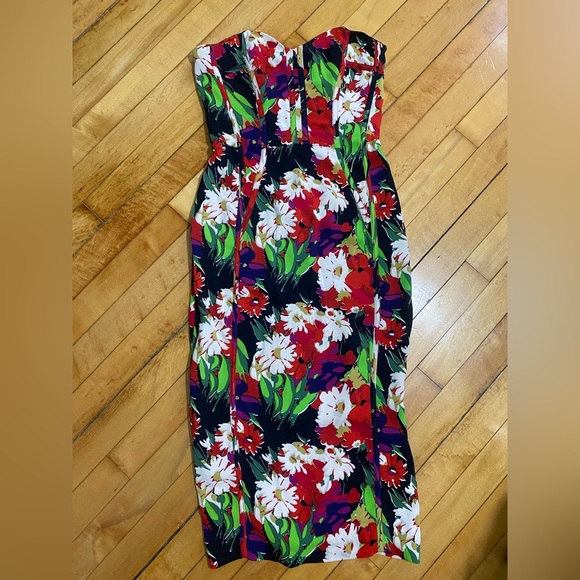 Veronica Beard Saffron Floral corset Bustier Midi Dress black - Picture 2 of 5